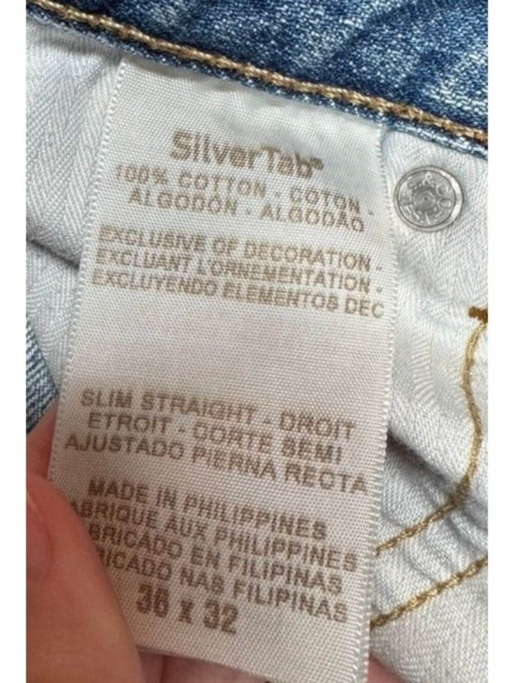 Levi's Silvertab Slim Straight Distressed Blue Jeans Flap Pockets Men's 36x32 - Picture 7 of 8